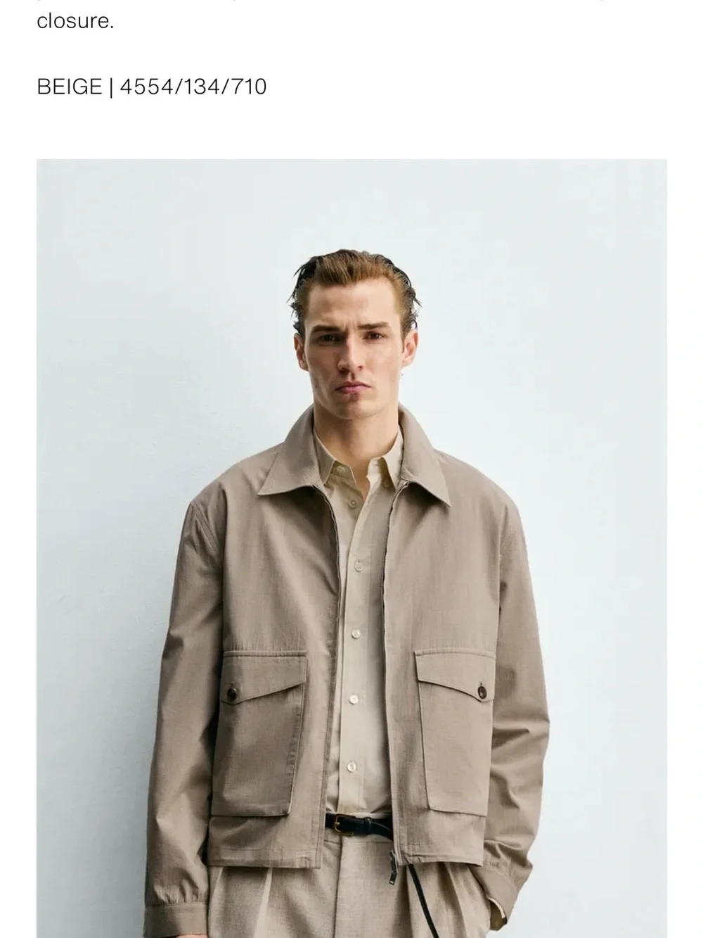 Zara Taupe-Beige Lightweight Zip Shirt Jacket Medium NWT